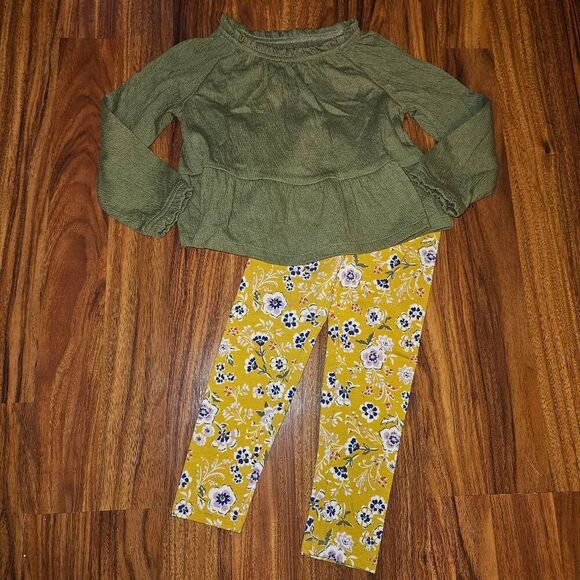 5 for $25 Carter's Yellow and Green Floral Outfit Toddler Size 2T - Picture 1 of 5